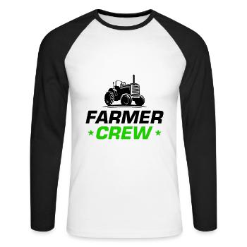 Tracteur Bauer Farmer Crew - T-shirt baseball manches longues Homme - blanc/noir - Devant - Nik (191cm)