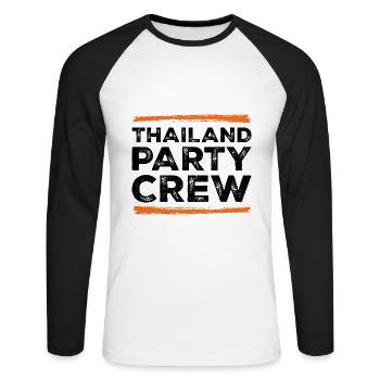 Thailand Party Crew - Unisex Baseballshirt langarm - Weiß/Schwarz - Vorne - Nik (191cm)