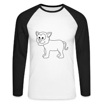 Panther Comic Tier - Unisex Baseballshirt langarm - Weiß/Schwarz - Vorne - Nik (191cm)
