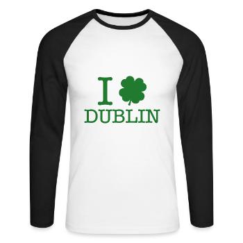I Love Dublin - Unisex Long Sleeve Baseball T-Shirt - white/black - Front - Nik (191cm)