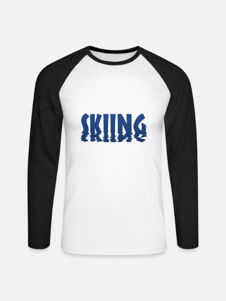 Skiing - Unisex Baseballshirt langarm - Weiß/Schwarz