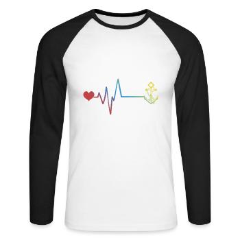Anchor Harbor Pulse Heartbeat - Unisex Long Sleeve Baseball T-Shirt - white/black - Front - Nik (191cm)