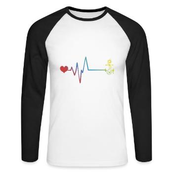 Ancrer le pouls du rythme cardiaque - T-shirt baseball manches longues Homme - blanc/noir - Devant - Nik (191cm)