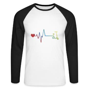 E-roller Puls Herzschlag E Scooter - Unisex Baseballshirt langarm - Weiß/Schwarz - Vorne - Nik (191cm)