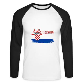 Croatia Hrvatska Kroatien i love croatia - Unisex Baseballshirt langarm - Weiß/Schwarz - Vorne - Nik (191cm)