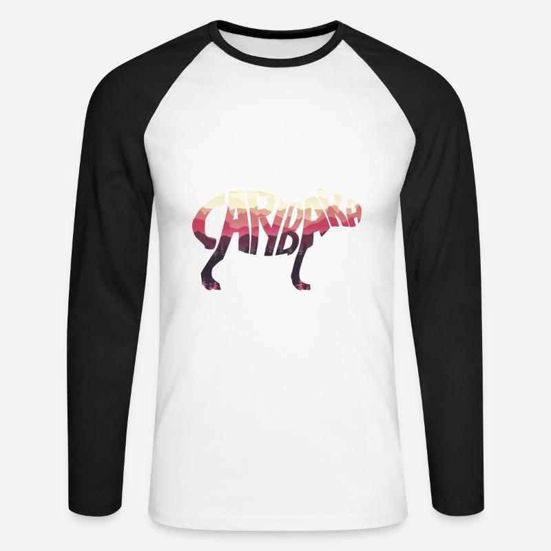 Capybara Silhouette - Unisex Baseballshirt langarm - Weiß/Schwarz