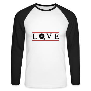 DJ Musik Dj Vinyl Party - Unisex Baseballshirt langarm - Weiß/Schwarz - Vorne - Nik (191cm)
