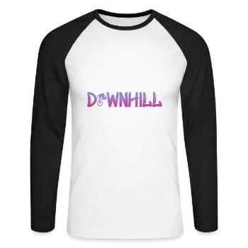 Downhill mit Biker - Unisex Baseballshirt langarm - Weiß/Schwarz - Vorne - Nik (191cm)