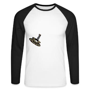 Guitare Acoustique Concert guitare occidentale 30 - T-shirt baseball manches longues Homme - blanc/noir - Devant - Nik (191cm)