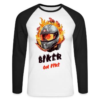 Motard en feu - T-shirt baseball manches longues Homme - blanc/noir - Devant - Nik (191cm)