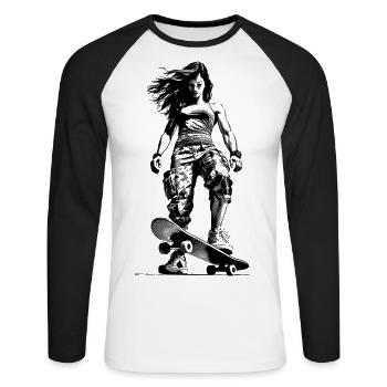 Chemise Skate Queen – La route vous appelle ! - T-shirt baseball manches longues Homme - blanc/noir - Devant - Nik (191cm)