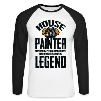 Peintre et vernisseur, le métier le meilleur et le plus ennuyeux - T-shirt baseball manches longues Homme - blanc/noir - Devant - Nik (191cm)