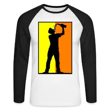 Trinker Bier - Unisex Baseballshirt langarm - Weiß/Schwarz - Vorne - Nik (191cm)