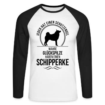 SCHIPPERKE Schutzengel Wilsigns - Unisex Baseballshirt langarm - Weiß/Schwarz - Vorne - Nik (191cm)