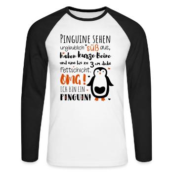 Funny penguin diet fat animal fat saying gift - Unisex Long Sleeve Baseball T-Shirt - white/black - Front - Nik (191cm)