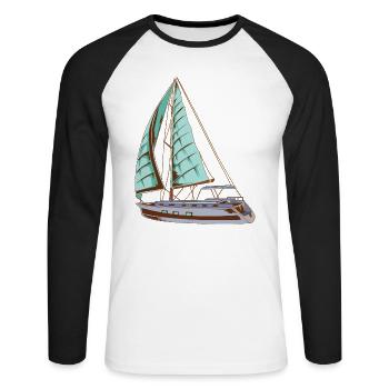 Sailing Ship Boat Yacht Sailing Water Dew Gift - Unisex Long Sleeve Baseball T-Shirt - white/black - Front - Nik (191cm)