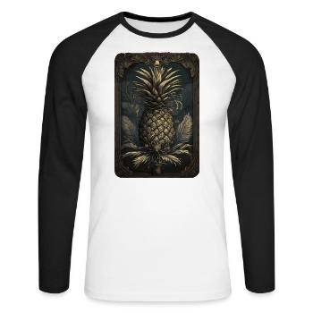 Tarot aux fruits d’ananas - T-shirt baseball manches longues Homme - blanc/noir - Devant - Nik (191cm)