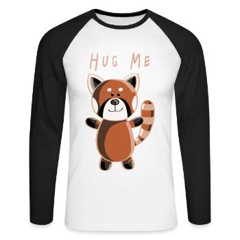 Hug Me Red Panda - Pandas - Animal - Animals - Unisex Long Sleeve Baseball T-Shirt - white/black - Front - Nik (191cm)