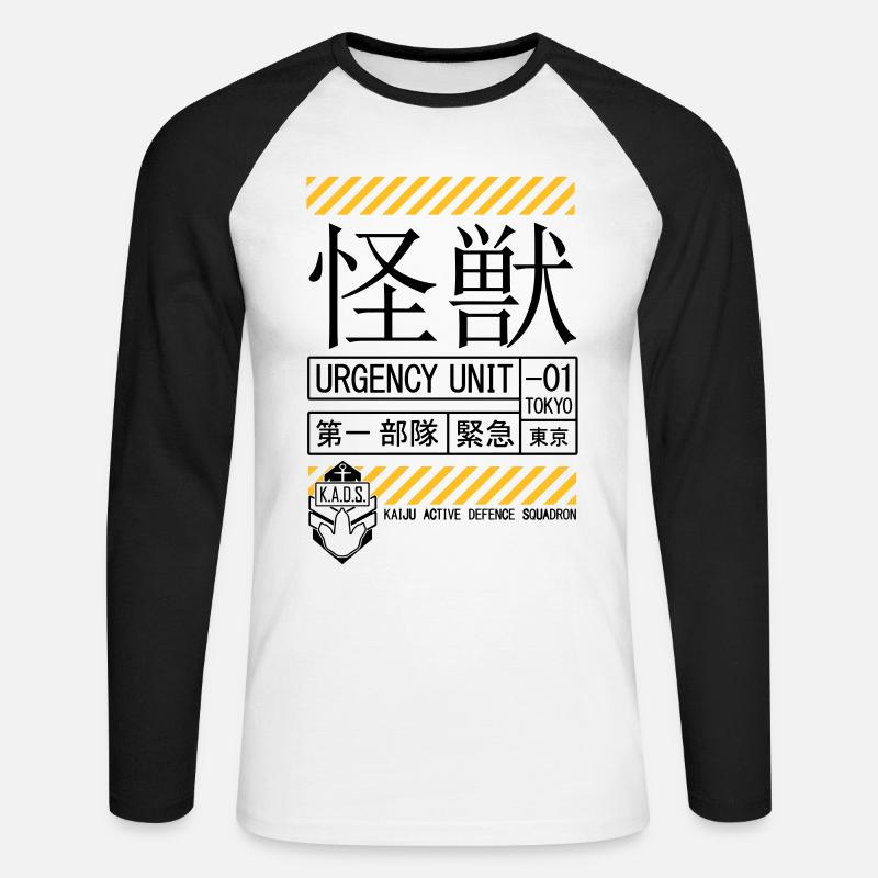 Kaiju Squadron K.A.D.S. - Unisex Baseballshirt langarm - Weiß/Schwarz