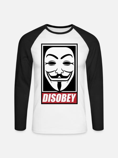 Disobey Colors changeable - Unisex Long Sleeve Baseball T-Shirt - white/black