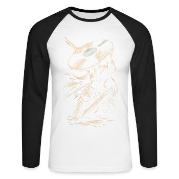 Disques vinyles de collection Vinyl Vinyl Collections - T-shirt baseball manches longues Homme - blanc/noir - Devant - Nik (191cm)