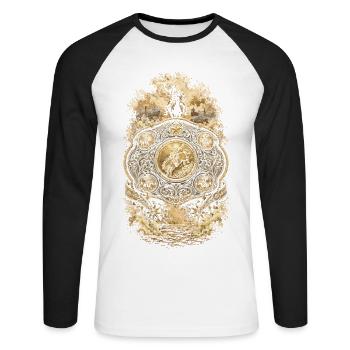 Rodeo American - T-shirt baseball manches longues Homme - blanc/noir - Devant - Nik (191cm)
