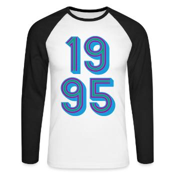 1995 Année de naissance | Couleurs changeantes - T-shirt baseball manches longues Homme - blanc/noir - Devant - Nik (191cm)