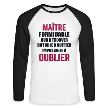 End of year gift Schoolteacher gift - Unisex Long Sleeve Baseball T-Shirt - white/black - Front - Nik (191cm)