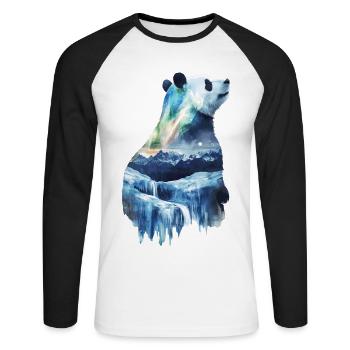 Panda - Unisex Baseballshirt langarm - Weiß/Schwarz - Vorne - Nik (191cm)