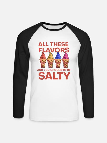 Eis Eiscafe Schokoeis Vanilleeis - Unisex Baseballshirt langarm - Weiß/Schwarz
