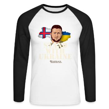 Les îles Féroé se tiennent aux côtés de l’Ukraine - T-shirt baseball manches longues Homme - blanc/noir - Devant - Nik (191cm)
