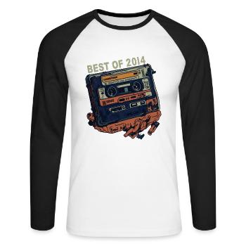 Cassette 2014 vintage 2014 - Millésime depuis 2014 - T-shirt baseball manches longues Homme - blanc/noir - Devant - Nik (191cm)
