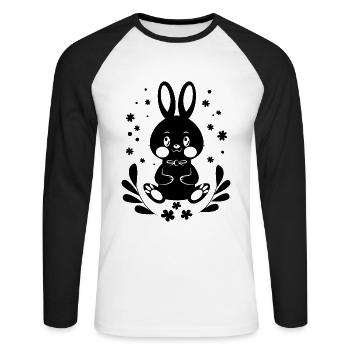 Doux petit lapin - sweet Rabbit / Pâques - T-shirt baseball manches longues Homme - blanc/noir - Devant - Nik (191cm)