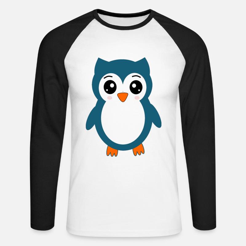 Eule blaue Eule - Unisex Baseballshirt langarm - Weiß/Schwarz