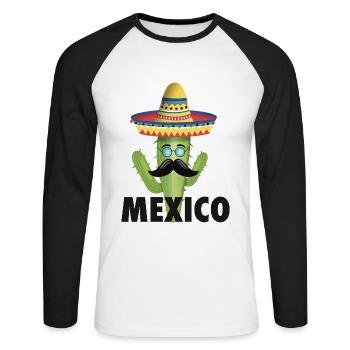 Mexique - T-shirt baseball manches longues Homme - blanc/noir - Devant - Nik (191cm)
