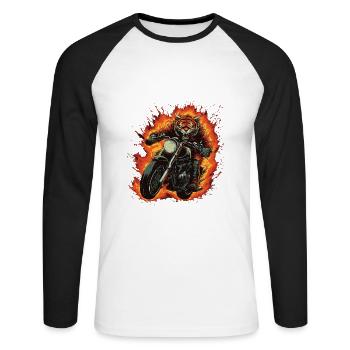 Tiger Motorcycle - Unisex Long Sleeve Baseball T-Shirt - white/black - Front - Nik (191cm)
