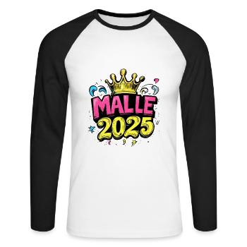 Malle 2025 Majorque colorée - T-shirt baseball manches longues Homme - blanc/noir - Devant - Nik (191cm)
