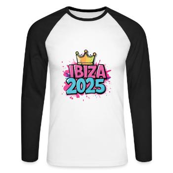 Ibiza 2025 - T-shirt baseball manches longues Homme - blanc/noir - Devant - Nik (191cm)