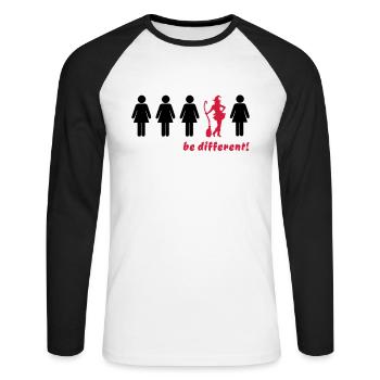 être différent! - être différent (sorcière) - T-shirt baseball manches longues Homme - blanc/noir - Devant - Nik (191cm)