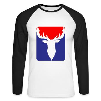 Hunter Funny Roebuck Deer Logo | Colors can be changed - Unisex Long Sleeve Baseball T-Shirt - white/black - Front - Nik (191cm)