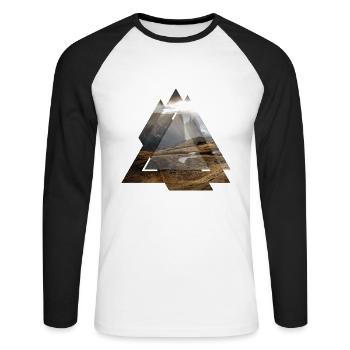 Paysage de géométrie triangle Dolomites - T-shirt baseball manches longues Homme - blanc/noir - Devant - Nik (191cm)