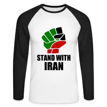 Stand with iran - Unisex Long Sleeve Baseball T-Shirt - white/black - Front - Nik (191cm)