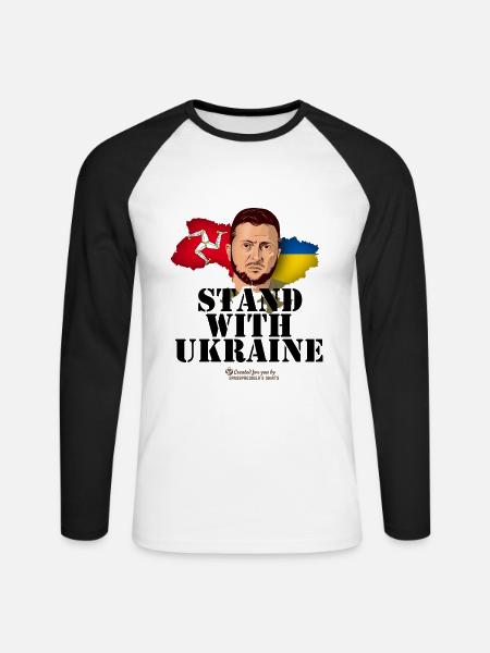 Ukraine Isle of Man - Unisex Baseballshirt langarm - Weiß/Schwarz