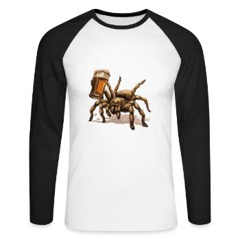 Tarentule Bière Drôle - T-shirt baseball manches longues Homme - blanc/noir - Devant - Nik (191cm)