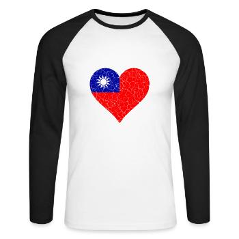 Taiwan Herz - Unisex Baseballshirt langarm - Weiß/Schwarz - Vorne - Nik (191cm)