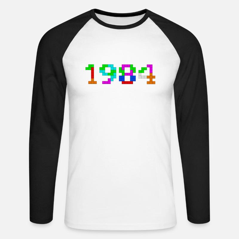 1984 - Unisex Baseballshirt langarm - Weiß/Schwarz