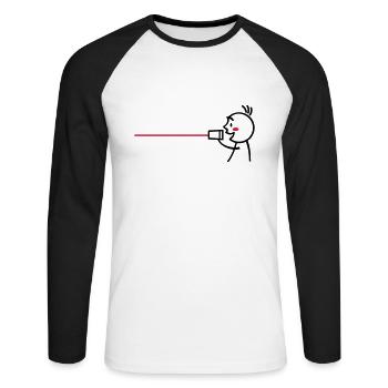 love tin can telephone couple shirt - boy - Unisex Baseballshirt langarm - Weiß/Schwarz - Vorne - Nik (191cm)