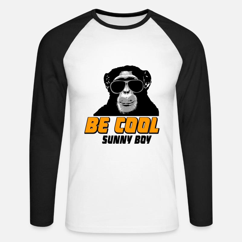Schimpanse - Affe - Unisex Baseballshirt langarm - Weiß/Schwarz