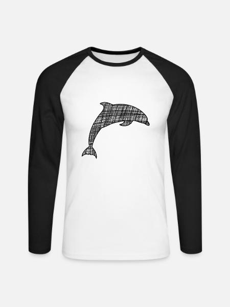 Delfin Tümmler Ozean Geschenk - Unisex Baseballshirt langarm - Weiß/Schwarz