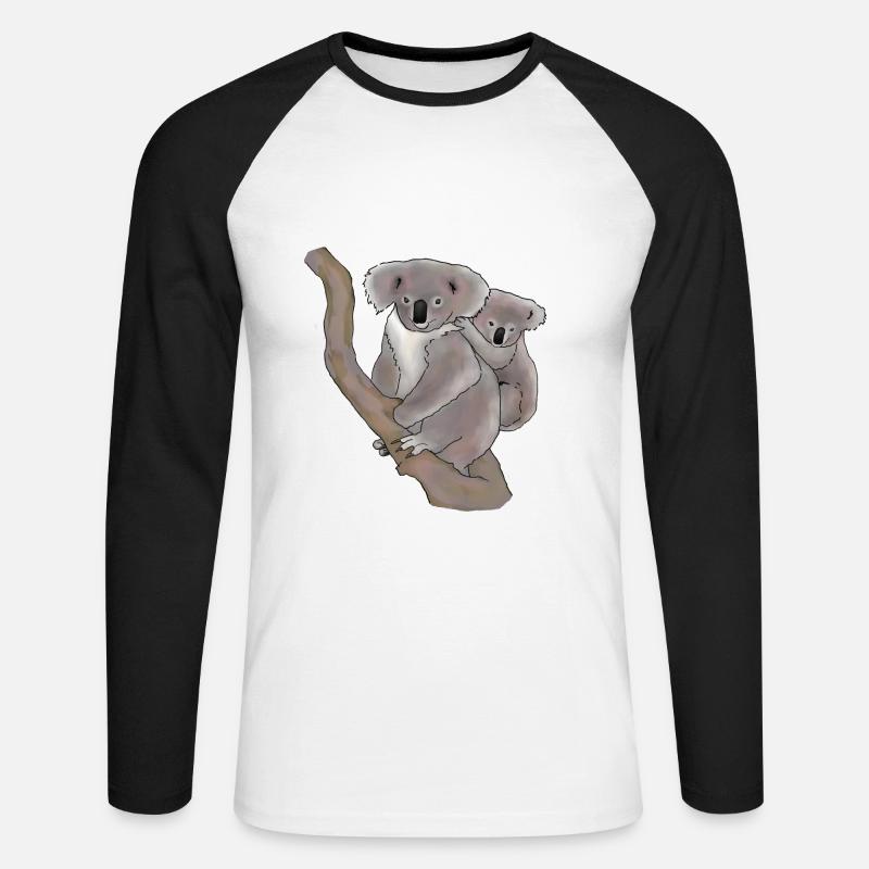 Koala, Mutter und Kind - Unisex Baseballshirt langarm - Weiß/Schwarz